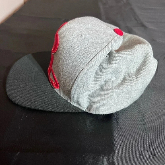 Houston ROCKETS Snapback Mitchell & Ness Cap Hat NBA Red Flat Bill Gray/Red Wool - Picture 2 of 6